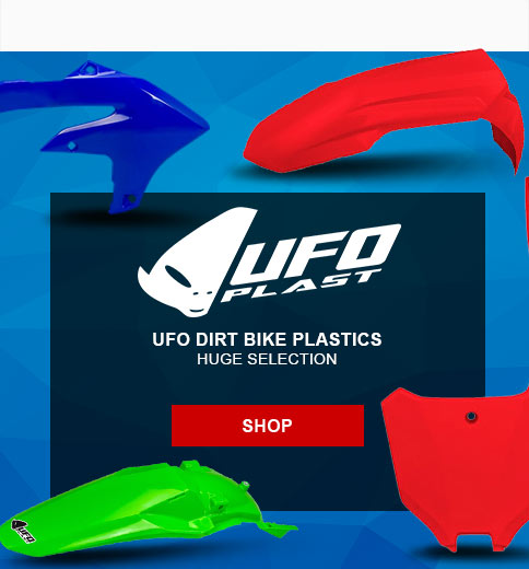 UFO Plastic, UFO dirt bike plastics, huge selection, SHOP button